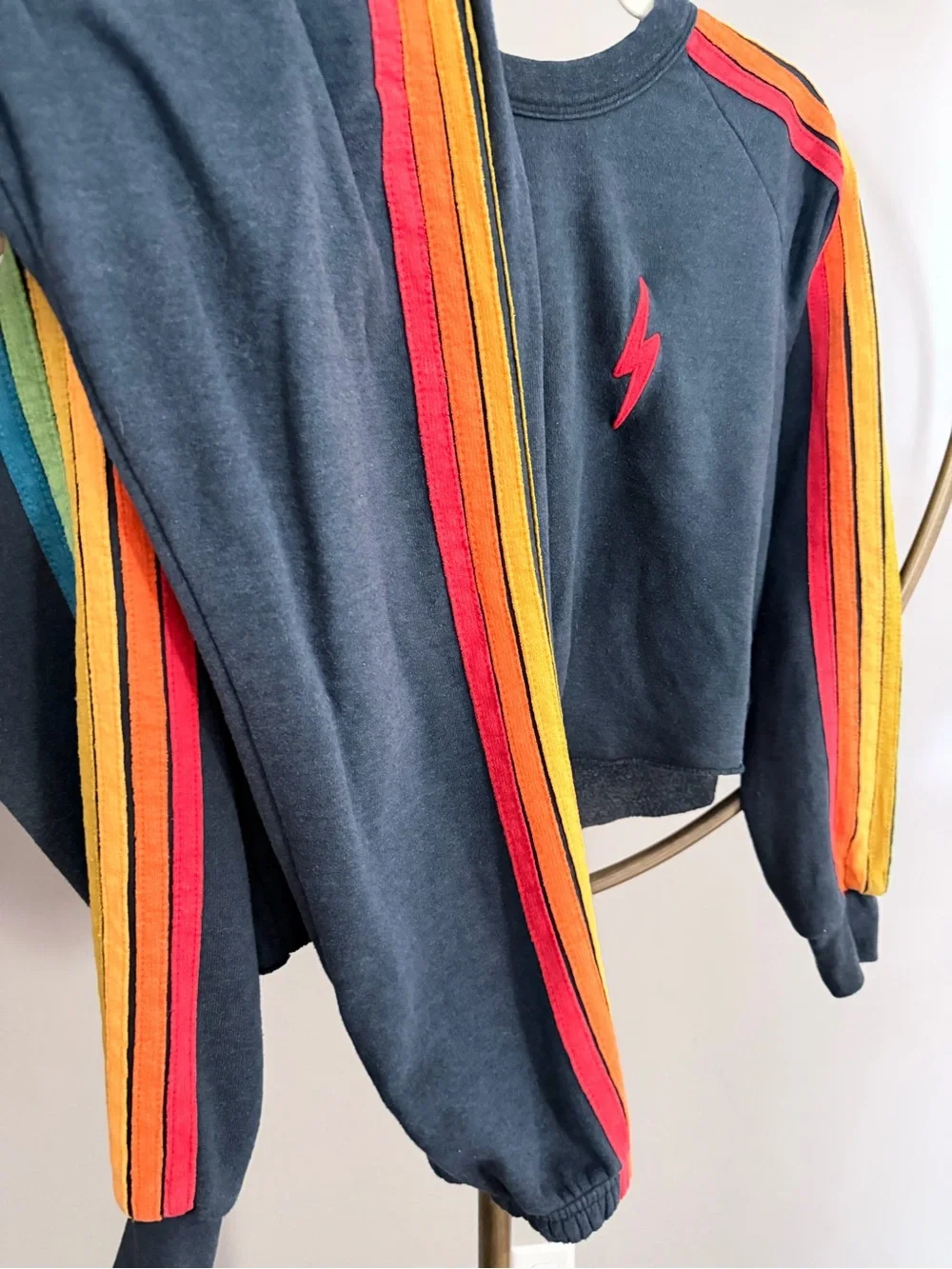 Aviator Nation Set- XS Dark Blue with Rainbow Stripe Details - Picture 1 of 5
